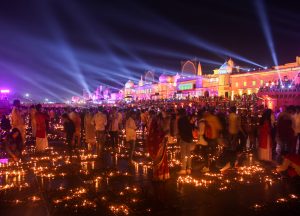 Deepotsav in Ram Mandir in Ayodhya near the river bank of Saryu, Ram ki paidi, Uttar Pradesh, India.